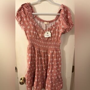 Altar'd State Dusty Rose Floral Ruffled Top